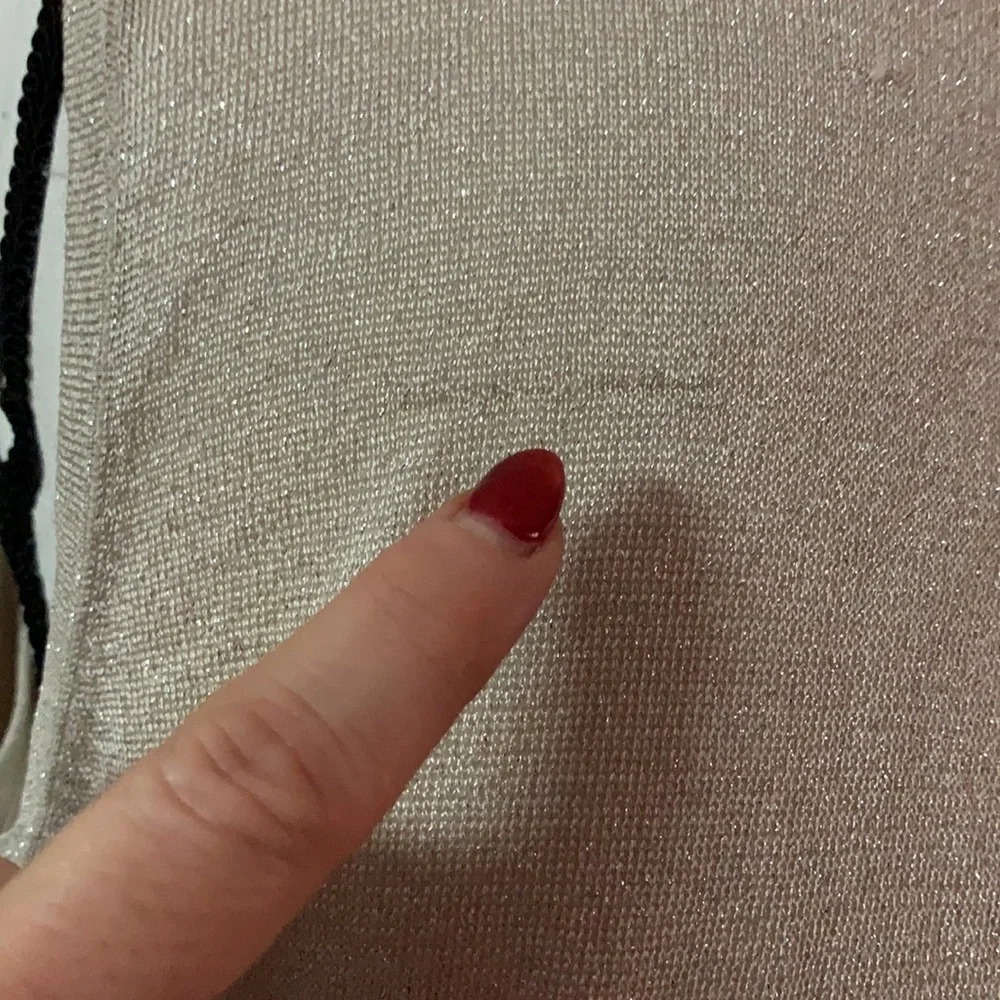 💛 WBHM | Gold Sparkly Taupe Faux Wrap Top - Picture 5 of 8